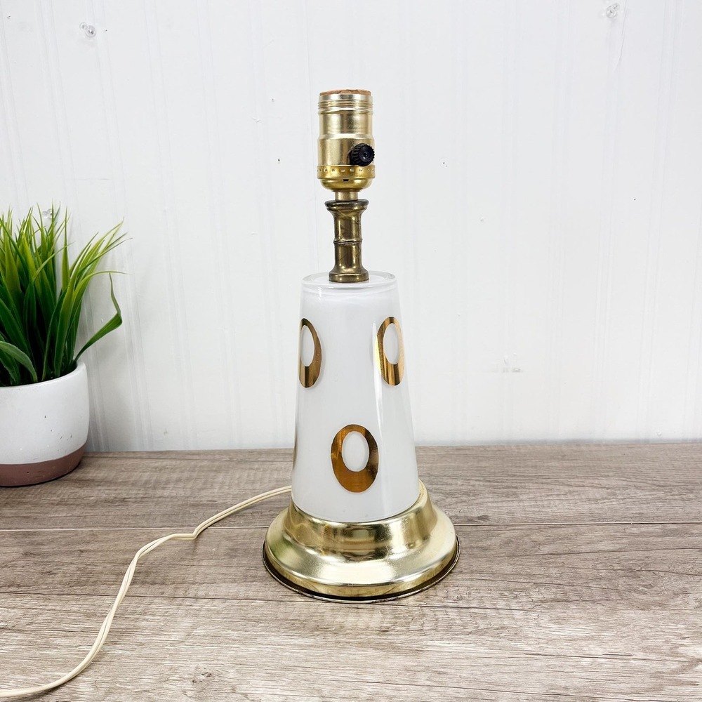 Vintage Glass Mod Lamp: Retro Brass Lighting‎